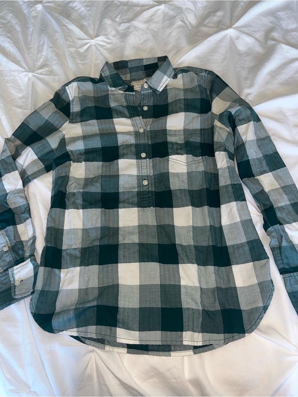 J. Crew Factory Plaid Popover Flannel Button Down Shirt Cotton